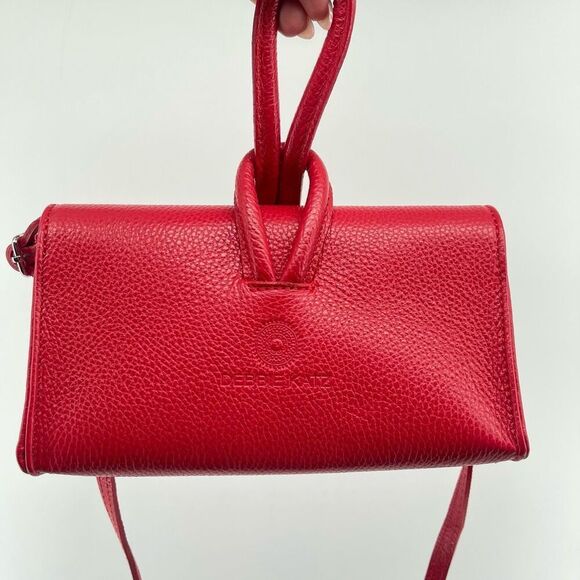 Debbie Katz Rosalina Red Italian Leather Clutch Crossbody Bag Adjustable Strap - Picture 15 of 16